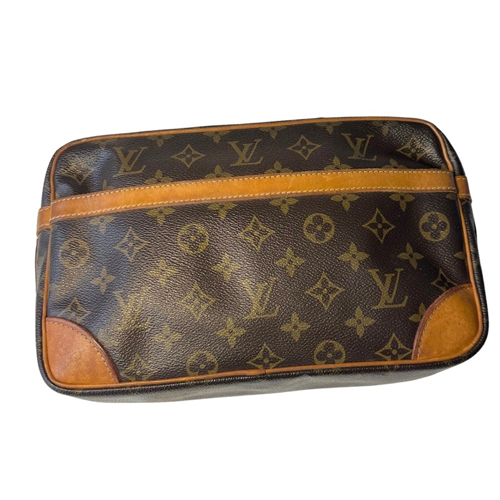 Louis Vuitton Brown & Gold Vintage Monogram Clutch/Handbag with D rings